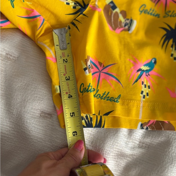 Men’s "Gettin' Slothed" swim trunks from Party Pants. Yellow Size M - Picture 5 of 6